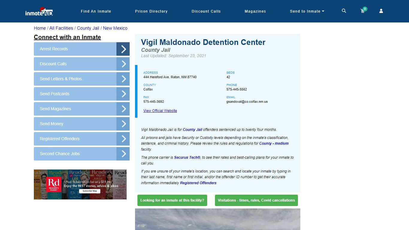 Vigil Maldonado Detention Center - Inmate Locator - Raton, NM